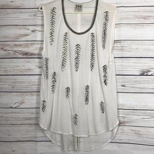 Haute Hippie Boho Beaded Leaf Tank Size Medium